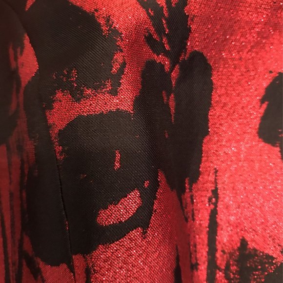 I Peterman Red And Black Dress With Metallic Shine - Picture 4 of 6